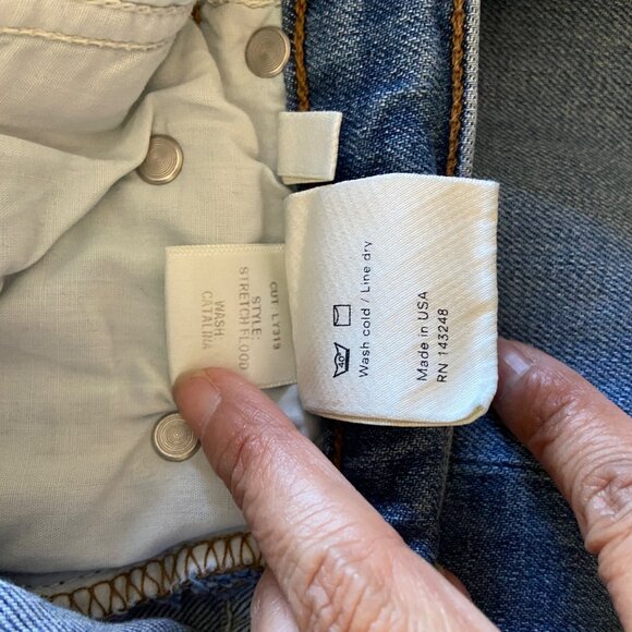 Reformation Stretch Flood Jeans Straight Leg Medium Wash Catalina Raw Hem 24 - Picture 6 of 6